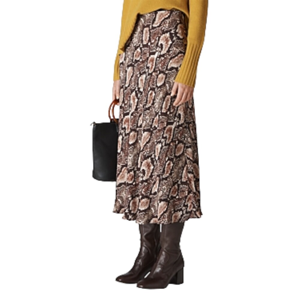 New WHISTLES Snake Animal Print Bias Cut Midi Skirt Womens Size 4 US MSRP $259